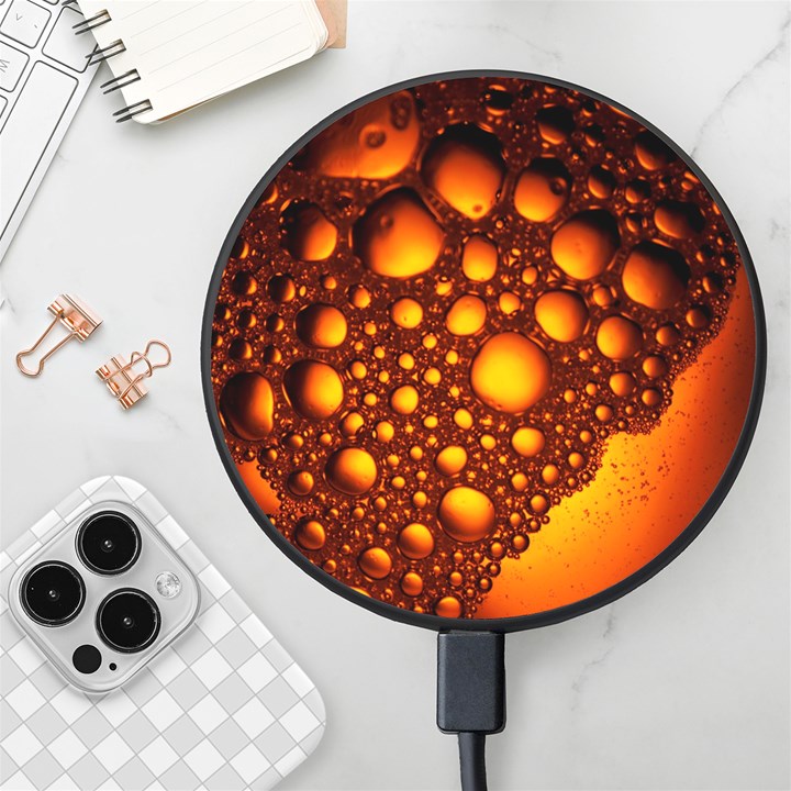 Bubbles Abstract Art Gold Golden Wireless Fast Charger(Black)