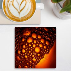 Bubbles Abstract Art Gold Golden Uv Print Square Tile Coaster  by Dutashop