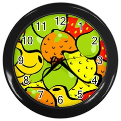 Fruit Food Wallpaper Wall Clock (black) by Dutashop