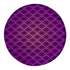 Pattern Texture Geometric Patterns Purple Round Glass Fridge Magnet (4 Pack) by Dutashop