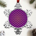 Pattern Texture Geometric Patterns Purple Metal Small Snowflake Ornament Front