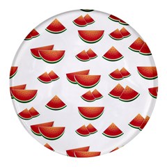 Summer Watermelon Pattern Round Glass Fridge Magnet (4 Pack)