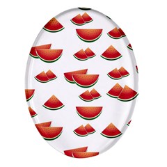 Summer Watermelon Pattern Oval Glass Fridge Magnet (4 Pack)