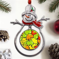 Fruit Food Wallpaper Metal Snowman Ornament