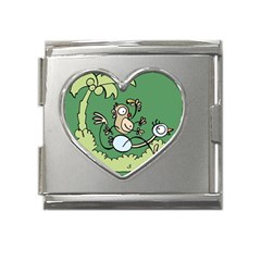 Ostrich Jungle Monkey Plants Mega Link Heart Italian Charm (18mm) by Bajindul