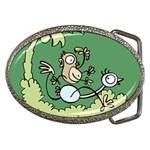 Ostrich Jungle Monkey Plants Belt Buckles Front