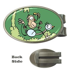 Ostrich Jungle Monkey Plants Money Clips (oval)  by Bajindul