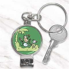 Ostrich Jungle Monkey Plants Nail Clippers Key Chain by Bajindul