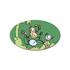 Ostrich Jungle Monkey Plants Sticker (oval) by Bajindul