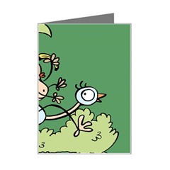 Ostrich Jungle Monkey Plants Mini Greeting Card by Bajindul