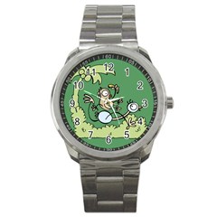 Ostrich Jungle Monkey Plants Sport Metal Watch by Bajindul