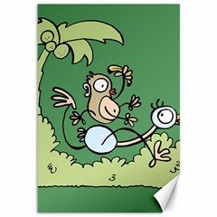 Ostrich Jungle Monkey Plants Canvas 12  X 18  by Bajindul