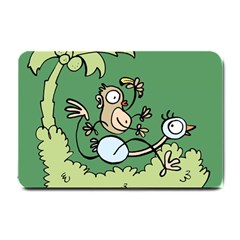 Ostrich Jungle Monkey Plants Small Doormat by Bajindul