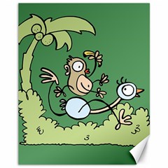 Ostrich Jungle Monkey Plants Canvas 11  X 14  by Bajindul