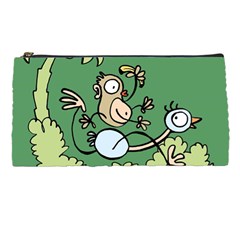 Ostrich Jungle Monkey Plants Pencil Case by Bajindul