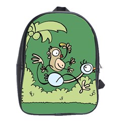 Ostrich Jungle Monkey Plants School Bag (large) by Bajindul