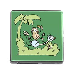 Ostrich Jungle Monkey Plants Memory Card Reader (square 5 Slot) by Bajindul