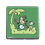 Ostrich Jungle Monkey Plants Memory Card Reader (Square 5 Slot) Front