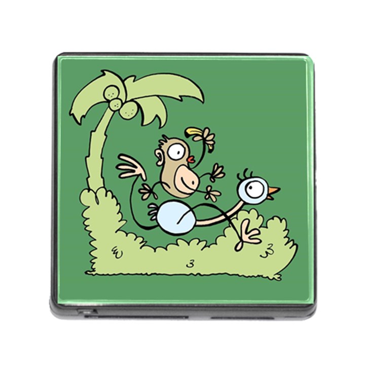 Ostrich Jungle Monkey Plants Memory Card Reader (Square 5 Slot)