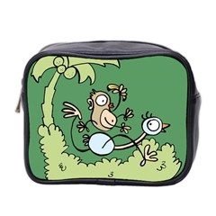 Ostrich Jungle Monkey Plants Mini Toiletries Bag (two Sides) by Bajindul