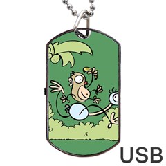 Ostrich Jungle Monkey Plants Dog Tag Usb Flash (one Side) by Bajindul