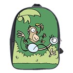 Ostrich Jungle Monkey Plants School Bag (XL) Front