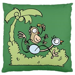 Ostrich Jungle Monkey Plants Standard Premium Plush Fleece Cushion Case (one Side) by Bajindul