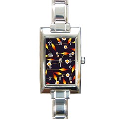 Flower Buds Floral Background Rectangle Italian Charm Watch by Bajindul