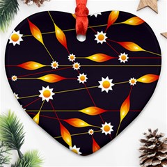 Flower Buds Floral Background Ornament (heart)