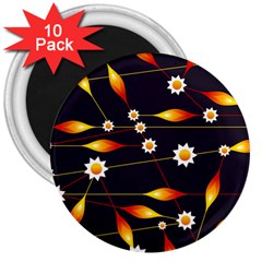 Flower Buds Floral Background 3  Magnets (10 Pack)  by Bajindul