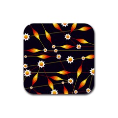 Flower Buds Floral Background Rubber Square Coaster (4 Pack) by Bajindul