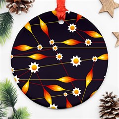 Flower Buds Floral Background Round Ornament (two Sides)