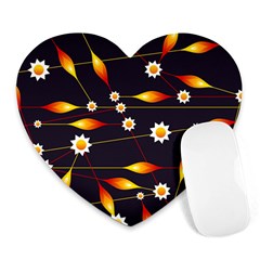 Flower Buds Floral Background Heart Mousepad by Bajindul