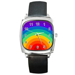 Rainbow Background Colorful Square Metal Watch by Bajindul