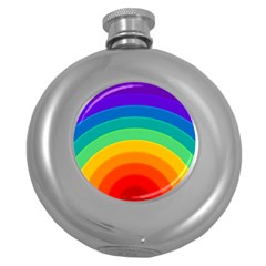 Rainbow Background Colorful Round Hip Flask (5 Oz) by Bajindul