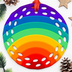 Rainbow Background Colorful Round Filigree Ornament (two Sides)