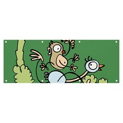 Ostrich Jungle Monkey Plants Banner And Sign 8  X 3  by Bajindul