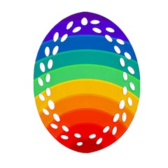 Rainbow Background Colorful Oval Filigree Ornament (two Sides)