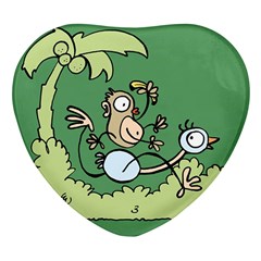 Ostrich Jungle Monkey Plants Heart Glass Fridge Magnet (4 Pack) by Bajindul