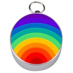 Rainbow Background Colorful Silver Compasses Front