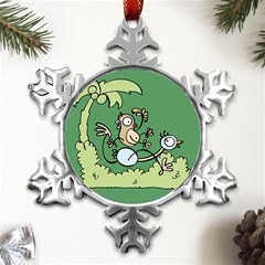 Ostrich Jungle Monkey Plants Metal Small Snowflake Ornament by Bajindul