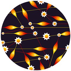 Flower Buds Floral Background Wooden Puzzle Round by Bajindul