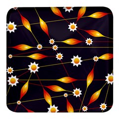 Flower Buds Floral Background Square Glass Fridge Magnet (4 Pack) by Bajindul