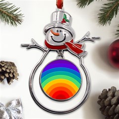 Rainbow Background Colorful Metal Snowman Ornament