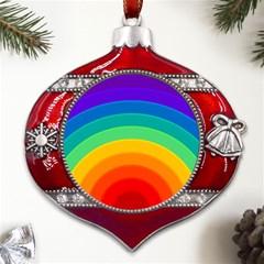 Rainbow Background Colorful Metal Snowflake And Bell Red Ornament