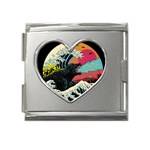 Retro Wave Kaiju Godzilla Japanese Pop Art Style Mega Link Heart Italian Charm (18mm) Front