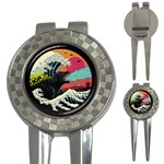 Retro Wave Kaiju Godzilla Japanese Pop Art Style 3-in-1 Golf Divots Front