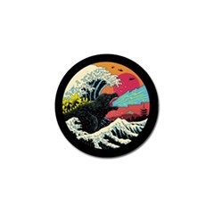 Retro Wave Kaiju Godzilla Japanese Pop Art Style Golf Ball Marker by Modalart