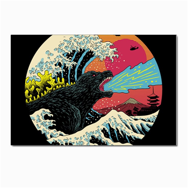 Retro Wave Kaiju Godzilla Japanese Pop Art Style Postcards 5  x 7  (Pkg of 10)