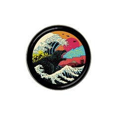 Retro Wave Kaiju Godzilla Japanese Pop Art Style Hat Clip Ball Marker by Modalart